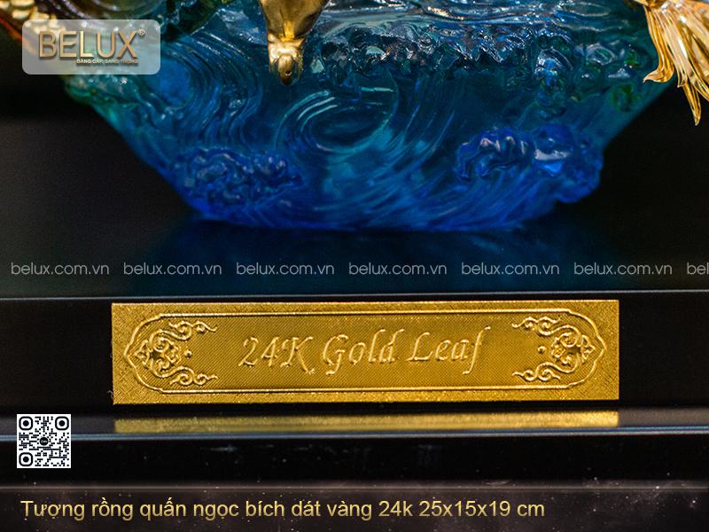 Tượng Rồng Quấn Ngọc Bích Dát Vàng 24k