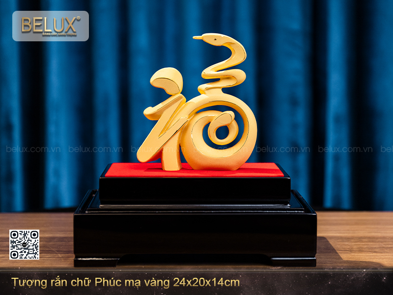 Tượng Rắn Chữ Phúc Mạ Vàng