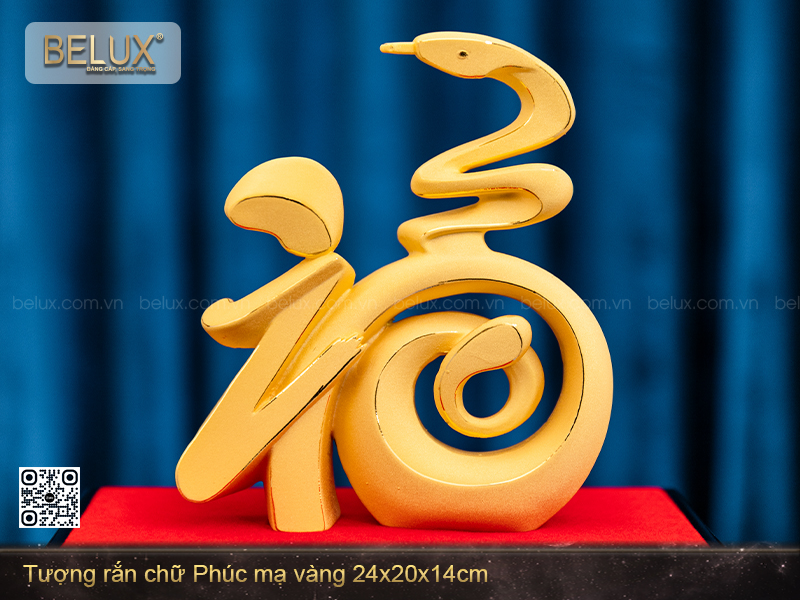 Tượng Rắn Chữ Phúc Mạ Vàng