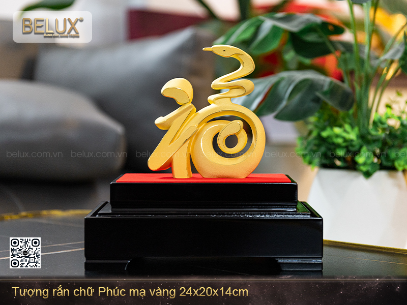 Tượng Rắn Chữ Phúc Mạ Vàng