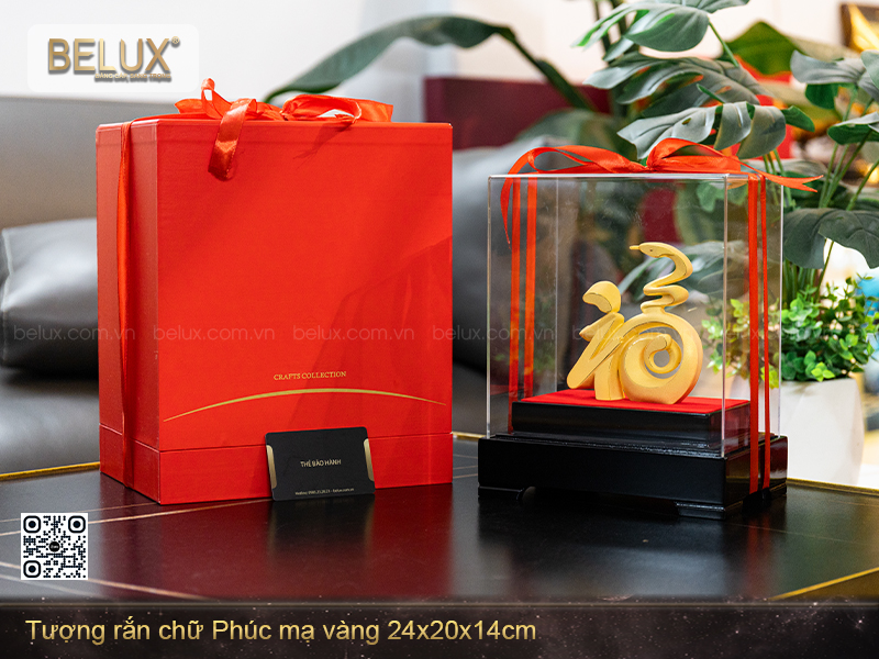 Tượng Rắn Chữ Phúc Mạ Vàng