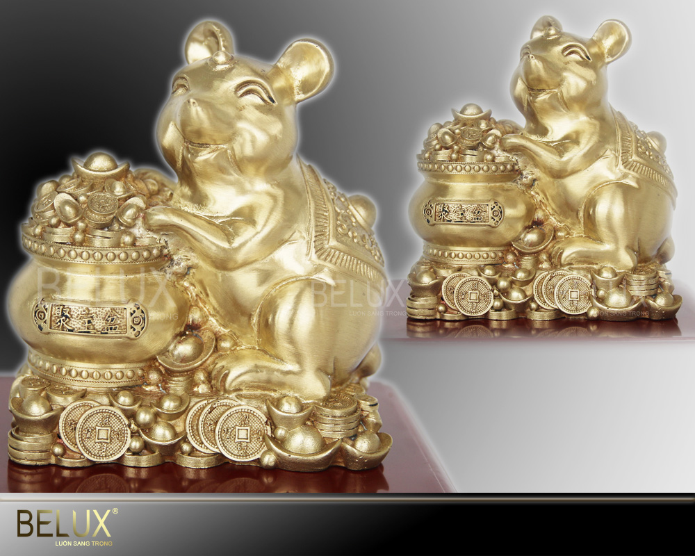 Tượng linh vật chuột tài lộc bằng đồng