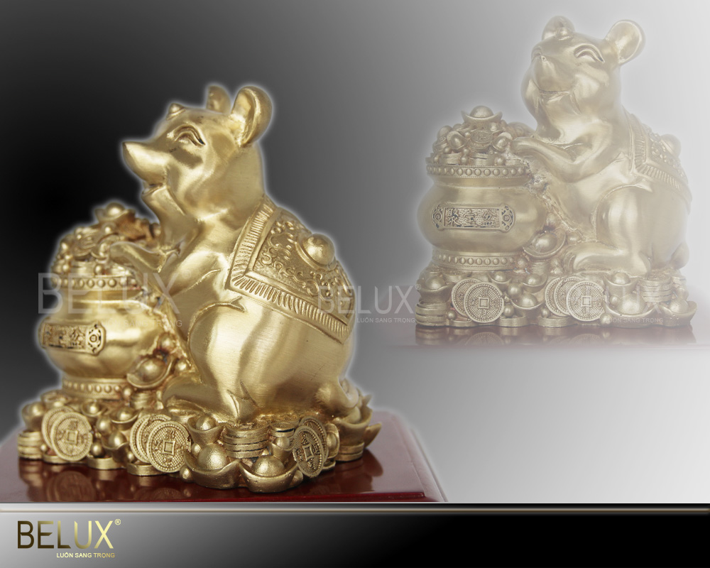 Tượng linh vật chuột tài lộc bằng đồng