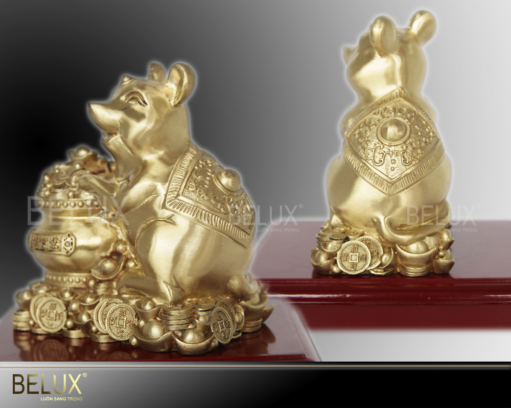 Tượng linh vật chuột tài lộc bằng đồng