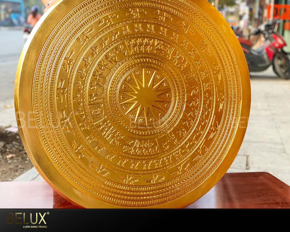 Mặt trống đồng dát vàng 9999 dk 80cm