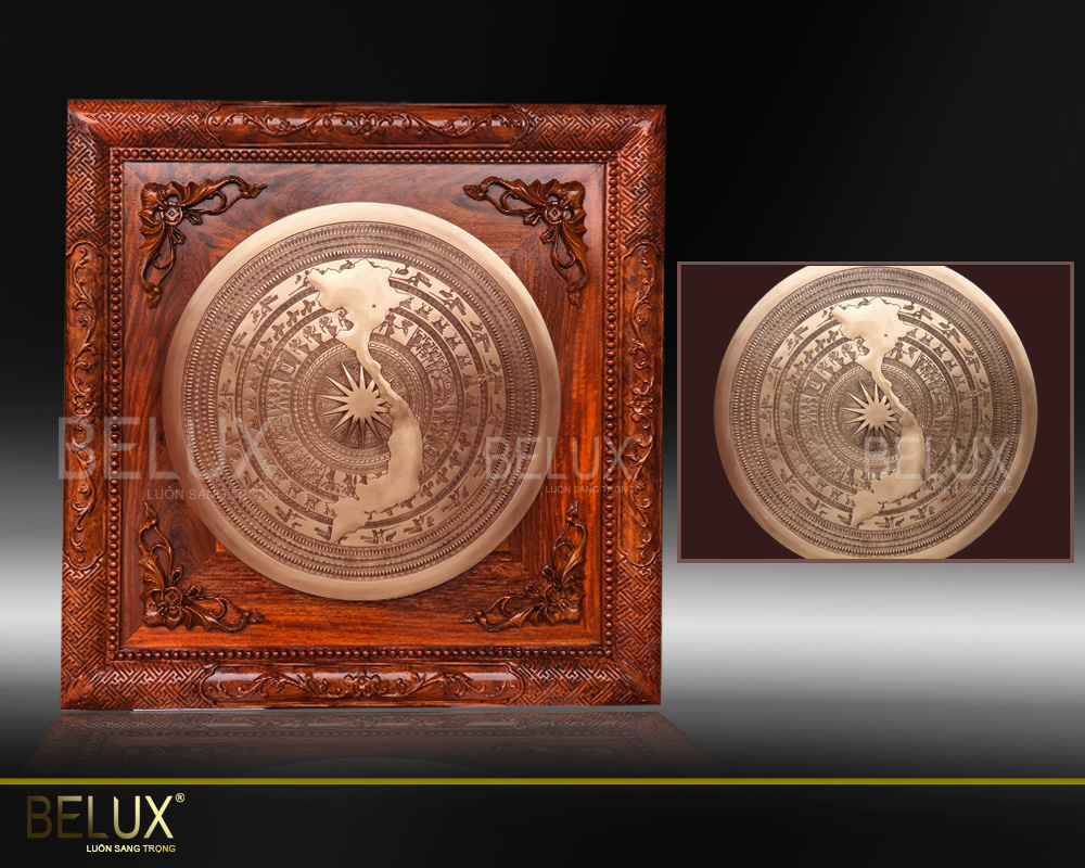 Tranh mặt trống đúc hoa văn chìm hình bản đồ