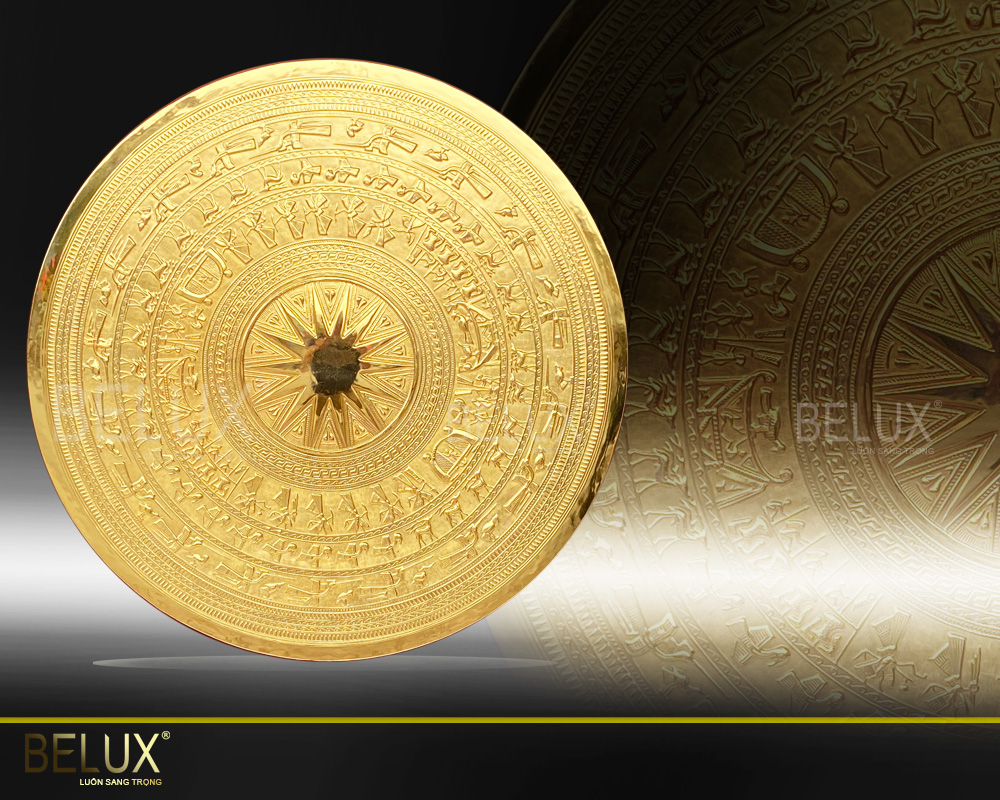 Mặt Trống Đồng Thúc Tay Thủ Công Mạ Vàng 24k