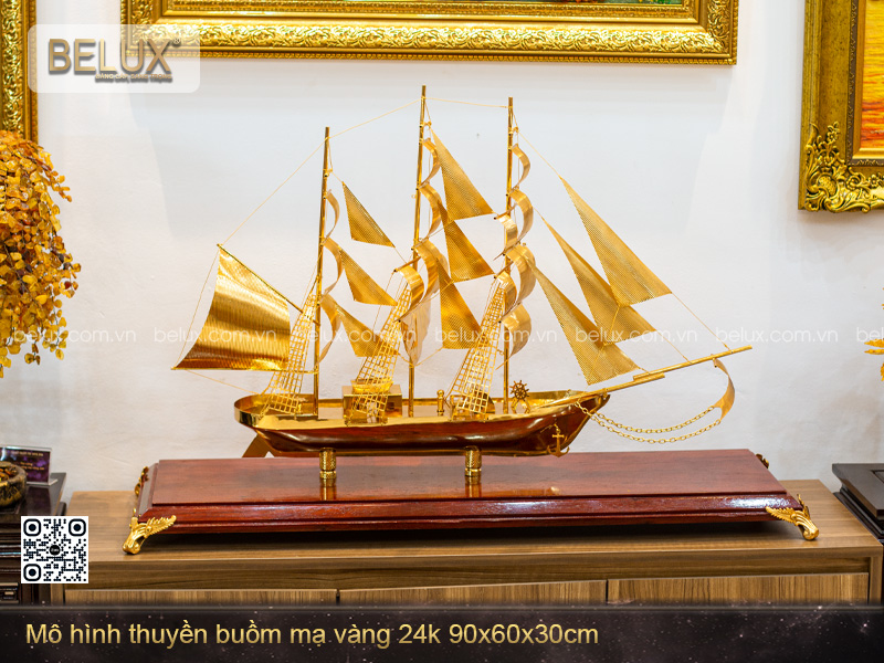 Mô Hình Thuyền Buồm Mạ Vàng 24k - M12