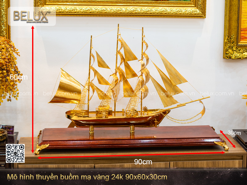 Mô Hình Thuyền Buồm Mạ Vàng 24k - M12
