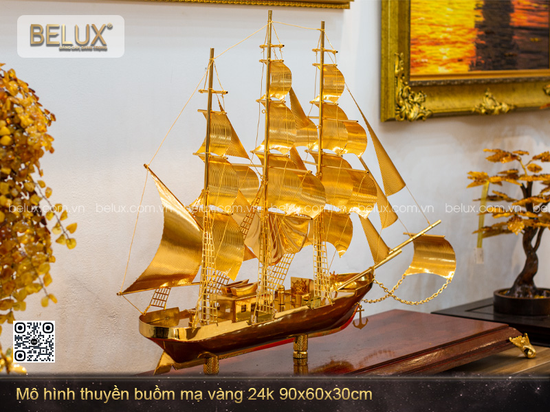 Mô Hình Thuyền Buồm Mạ Vàng 24k - M12