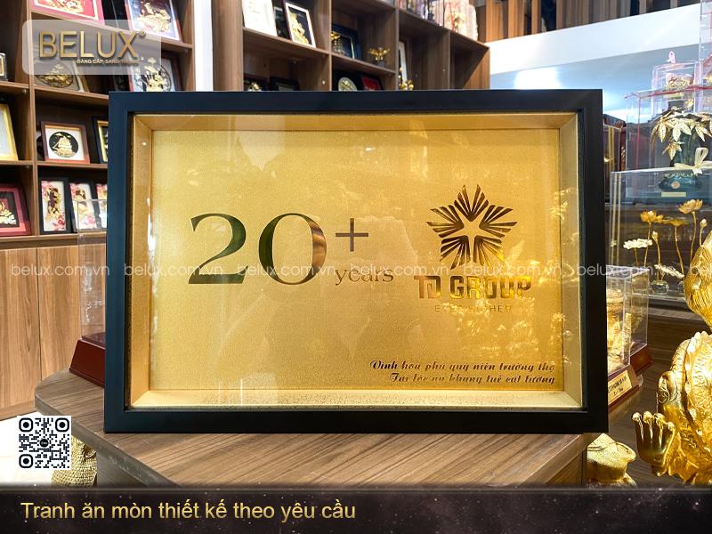 Tranh kỷ kiệm 20 năm mạ vàng 24k thiết kế theo yêu cầu