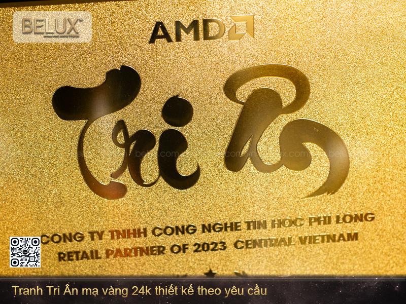 Tranh tri ân thiết kế theo yêu cầu mạ vàng 24k