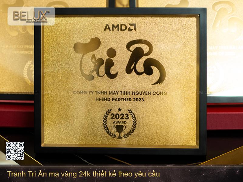 Tranh tri ân thiết kế theo yêu cầu mạ vàng 24k