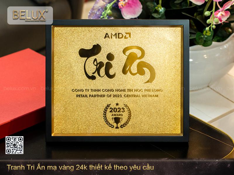 Tranh tri ân thiết kế theo yêu cầu mạ vàng 24k