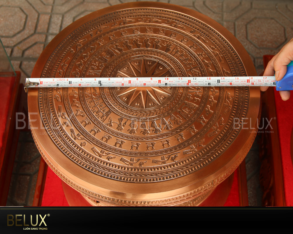 Quả trống đồng Ngọc Lũ hoa văn chìm đường kính 42cm