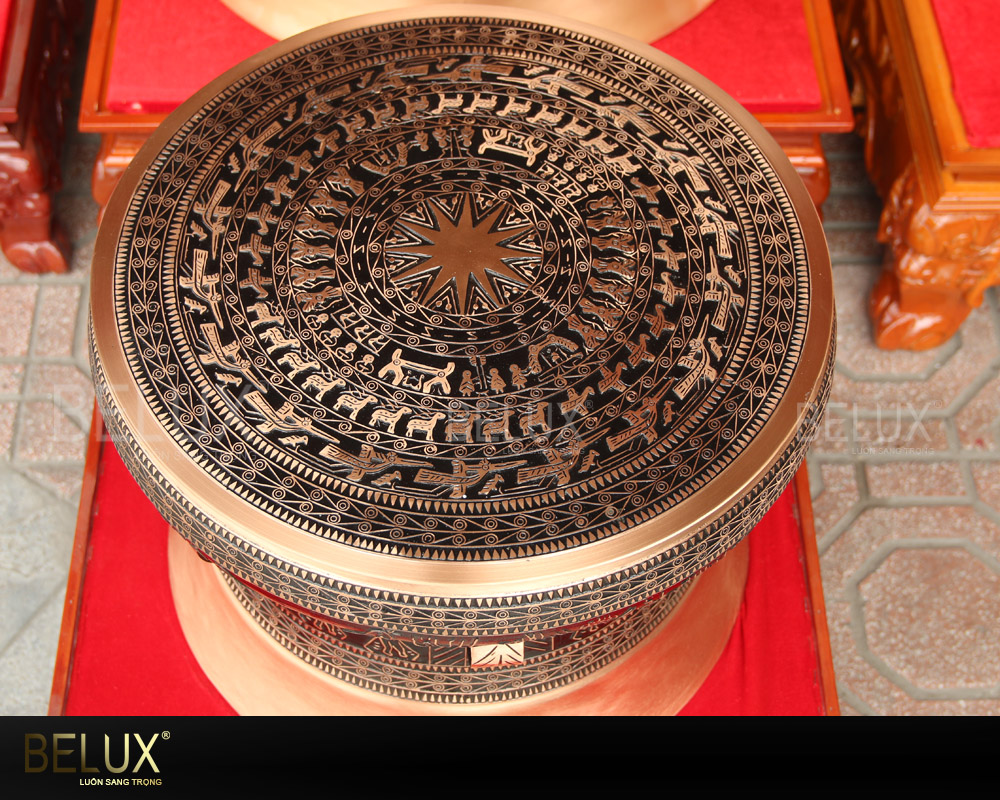 Trống đồng Ngọc Lũ hoa văn nổi đường kính 40cm