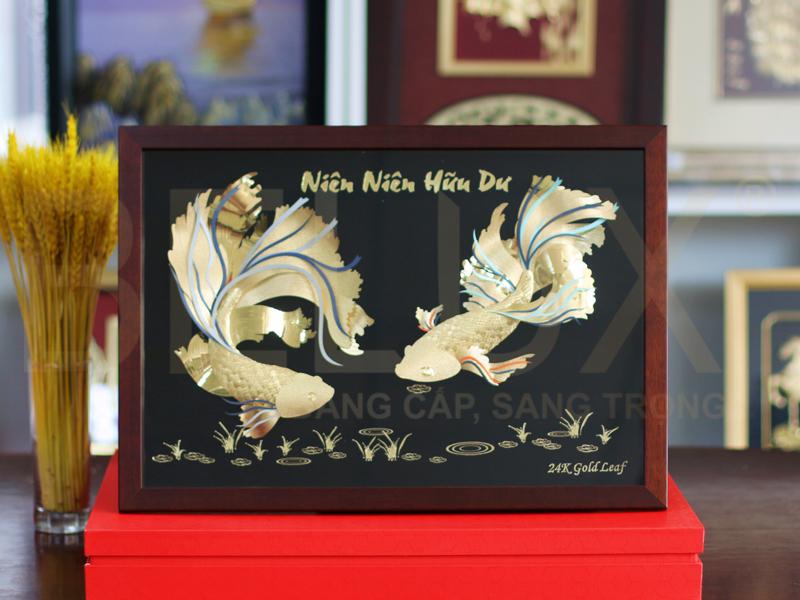 Tranh Niên Niên Hữu Dư Dát Vàng 24k