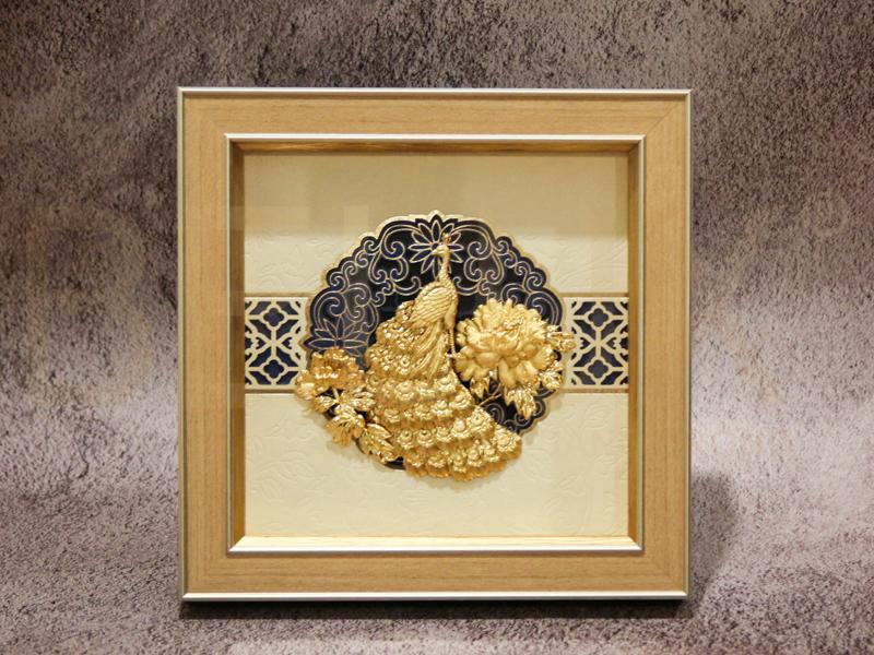 Tranh phú quý cát tường mạ vàng 24k khổ 26×26 cm