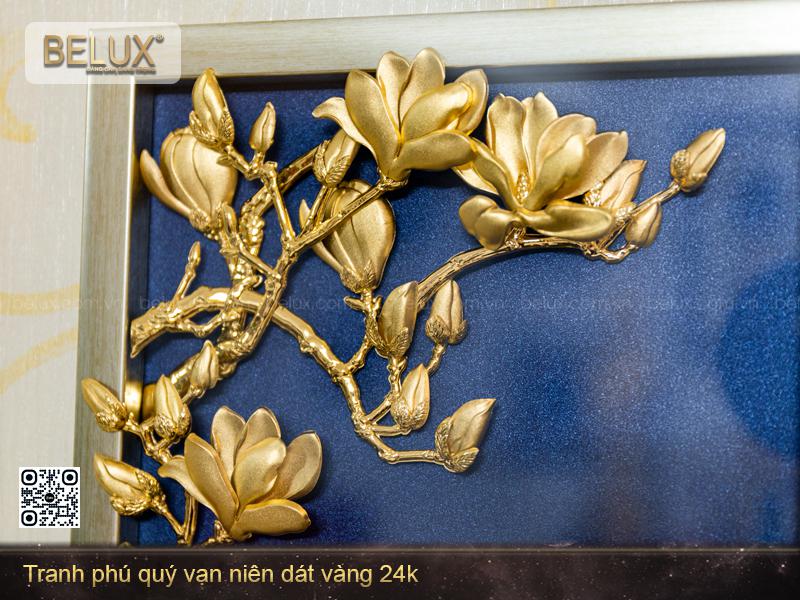 Tranh Phú Quý Vạn Niên Dát Vàng 24k – Khổ Dọc 81x43cm