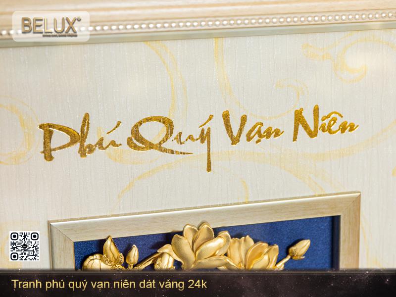 Tranh Phú Quý Vạn Niên Dát Vàng 24k – Khổ Dọc 81x43cm
