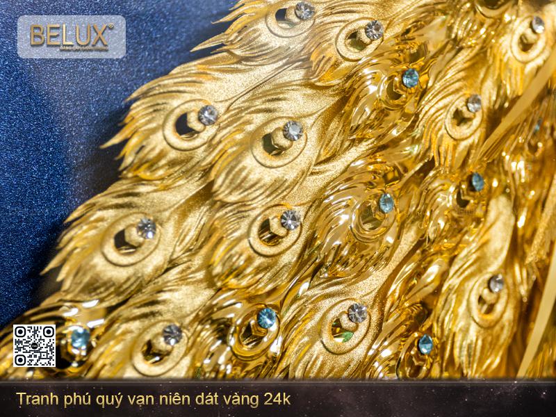 Tranh Phú Quý Vạn Niên Dát Vàng 24k – Khổ Dọc 81x43cm