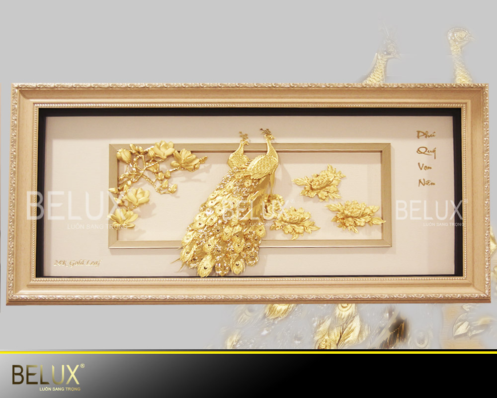 Tranh Phú Quý Vạn Niên Dát Vàng 24k – Khổ Ngang 81x43cm