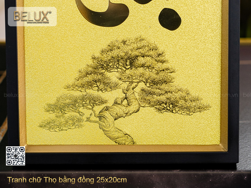 Tranh Chữ Thọ Mạ Vàng Kt 20cmx25cm