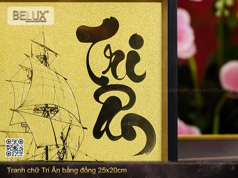 Tranh Chữ Tri Ân Bằng Đồng Kt 25x20cm