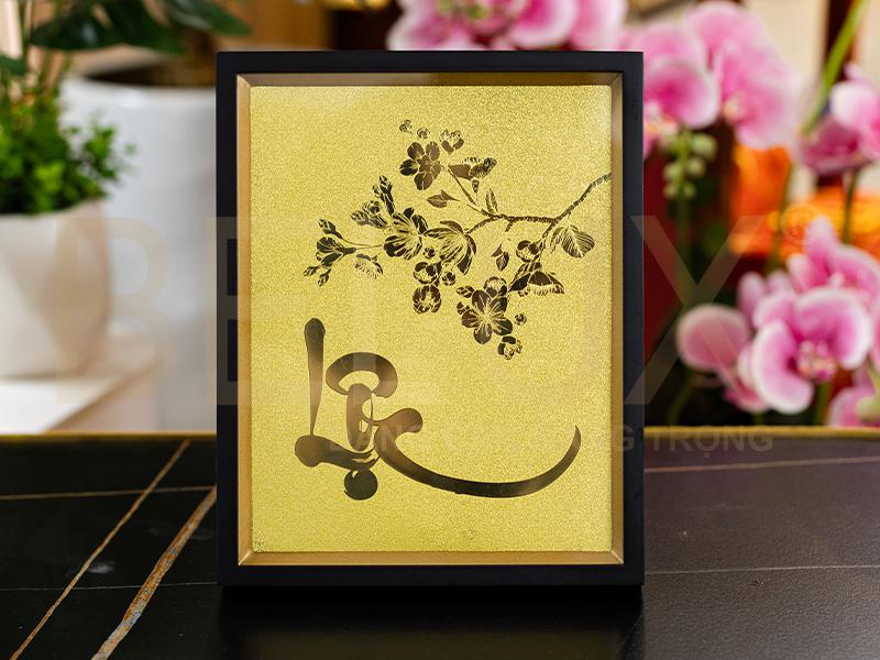Tranh Chữ Lộc Bằng Đồng Kt 25x20cm