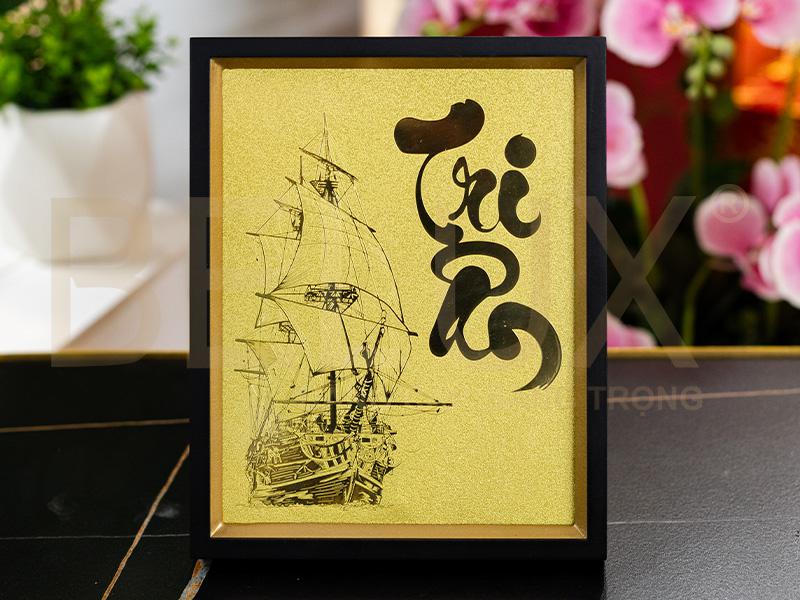 Tranh Chữ Tri Ân Bằng Đồng Kt 25x20cm