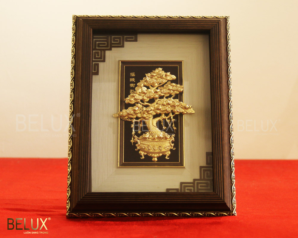 Tranh Cây Tài Lộc Dát Vàng Để Bàn