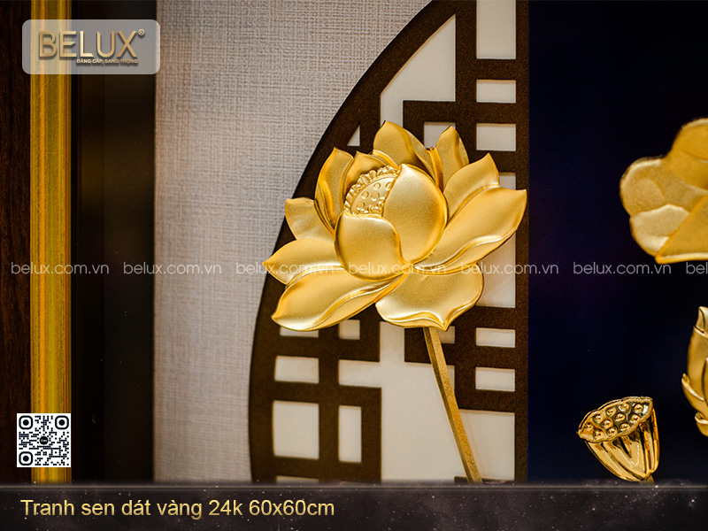 Tranh Hoa Sen Dát Vàng 24k 60x60cm