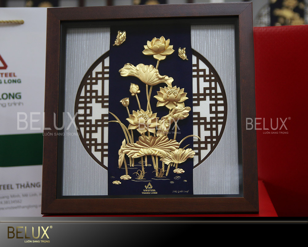 Lô Quà Tặng Tranh Hoa Sen Dát Vàng 24k Theo Đơn Đặt Hàng