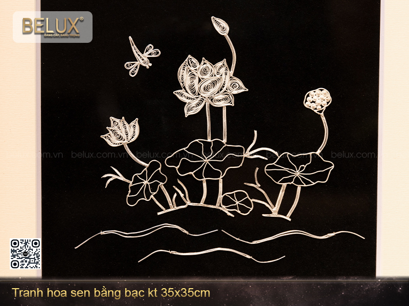 Tranh hoa sen bằng bạc – Dấu ấn thanh khiết giữa không gian sang trọng