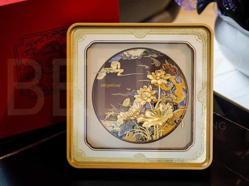 Tranh Hoa Sen Dát Vàng 24k 28x28cm