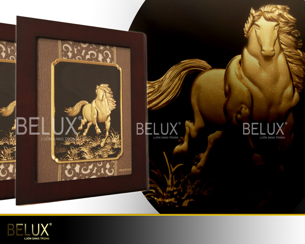 Tranh mã đáo thành công phủ vàng 24k (Mẫu 6)