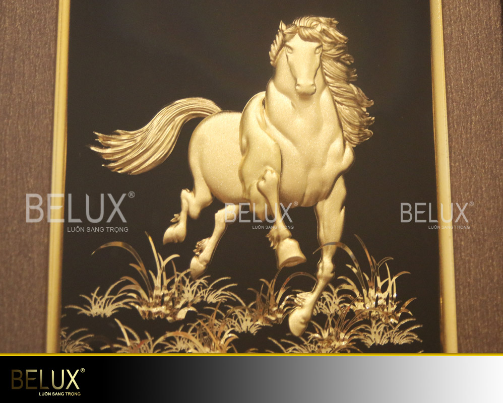 Tranh mã đáo thành công phủ vàng 24k (Mẫu 6)