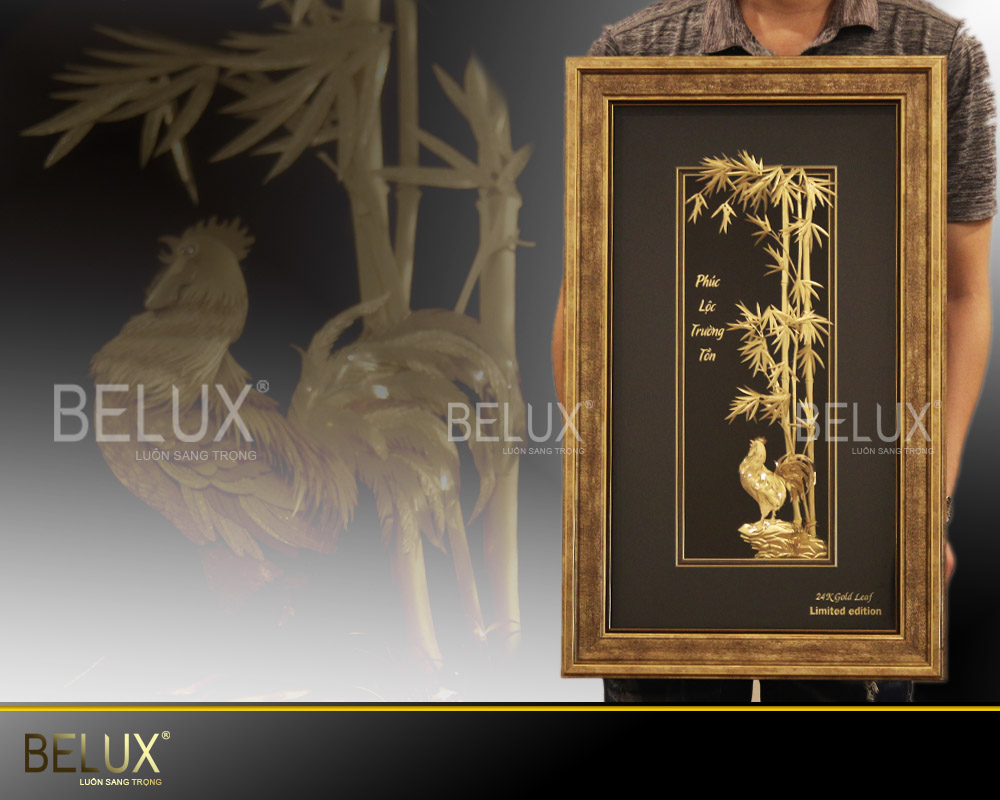 Tranh phúc lộc trường tốn dát vàng 24k
