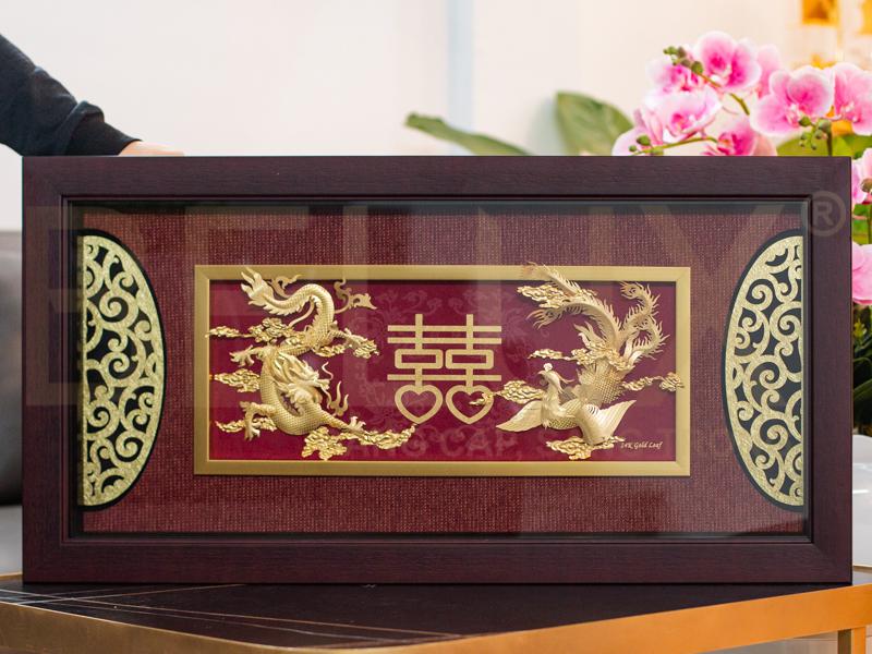 Tranh Long Phụng Dát Vàng 24k