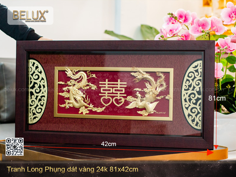 Tranh Long Phụng Dát Vàng 24k
