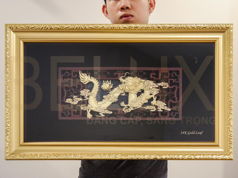 Tranh Rồng dát vàng 24k (73x44cm)