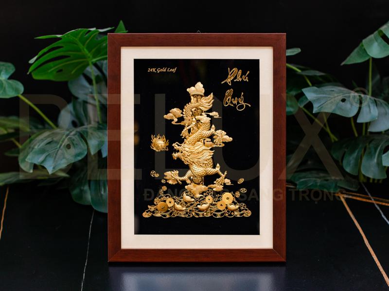 Tranh rồng phú quý dát vàng 24k