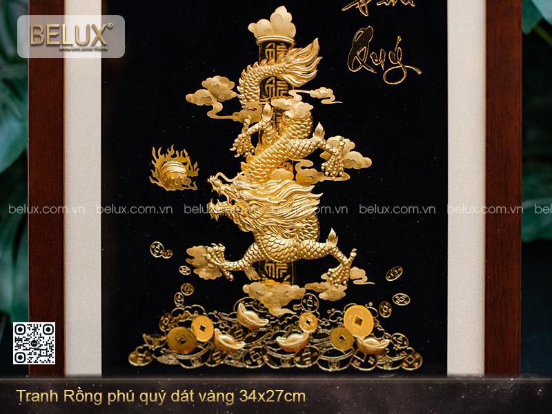 Tranh rồng phú quý dát vàng 24k