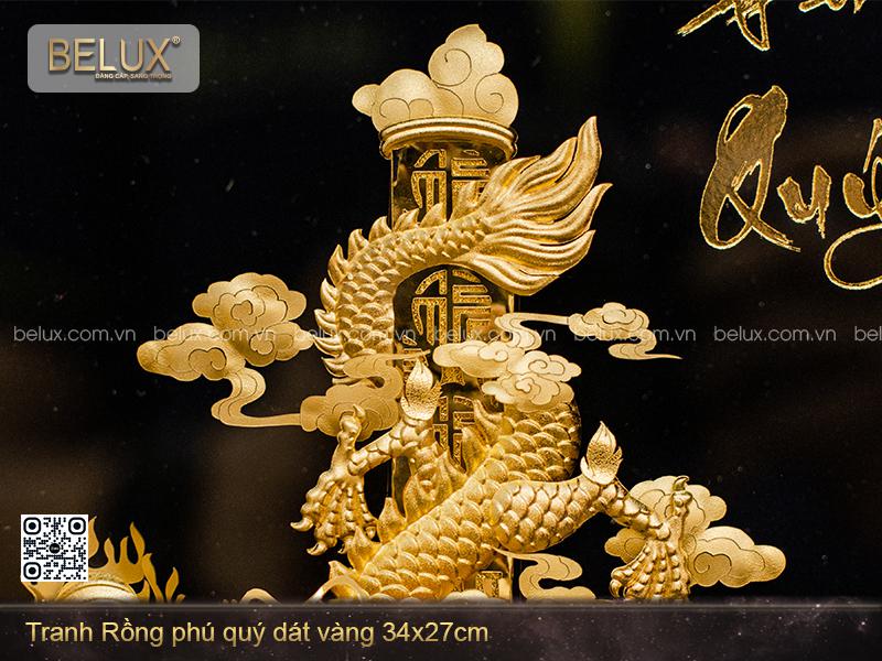 Tranh rồng phú quý dát vàng 24k