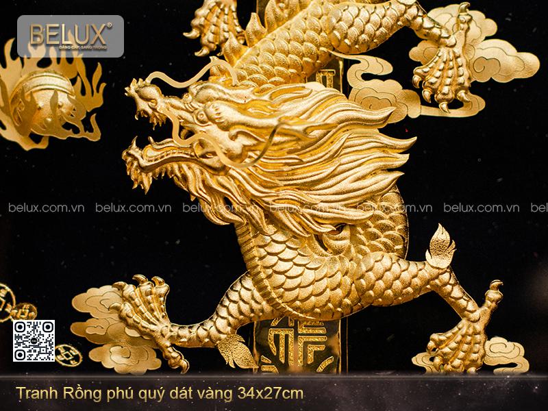 Tranh rồng phú quý dát vàng 24k