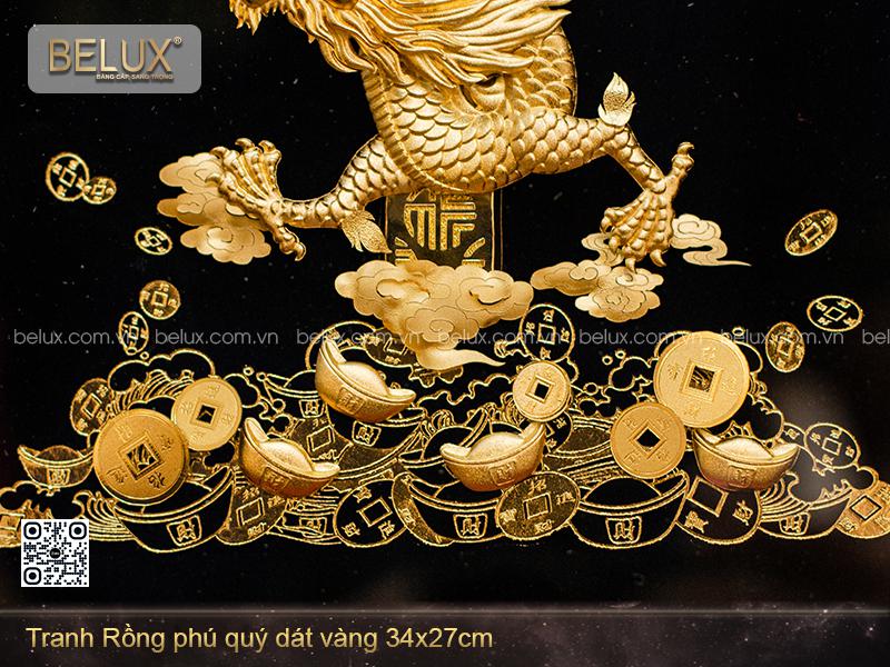 Tranh rồng phú quý dát vàng 24k