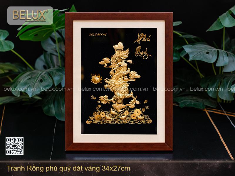 Tranh rồng phú quý dát vàng 24k