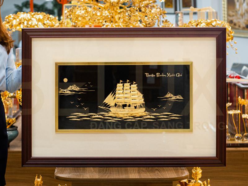 Tranh Thuyền Thuận Buồm Xuôi Gió Dát Vàng 24k 95x65cm