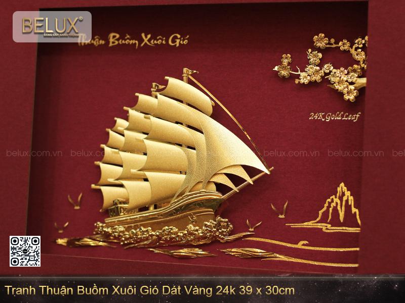 Tranh Thuận Buồm Xuôi Gió Dát Vàng 24k 39x30cm