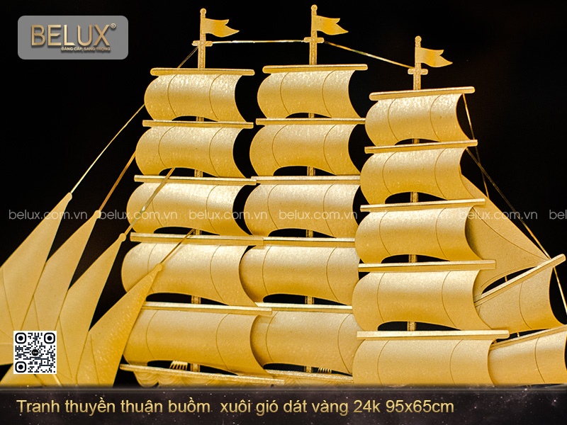 Tranh Thuyền Thuận Buồm Xuôi Gió Dát Vàng 24k 95x65cm